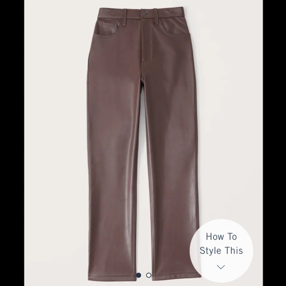 NWT Abercrombie & Fitch Vegan Leather 90s Straight Pants